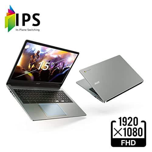 Acer Chromebook 315 Laptop | Intel Celeron N4500 | 15.6" Full HD IPS Display | Intel UHD Graphics | 4GB LPDDR4X | 64GB eMMC | Intel Wi-Fi 6 | DTS Audio | USB Type-C | Chrome OS | CB315-4H-C8XU,Silver