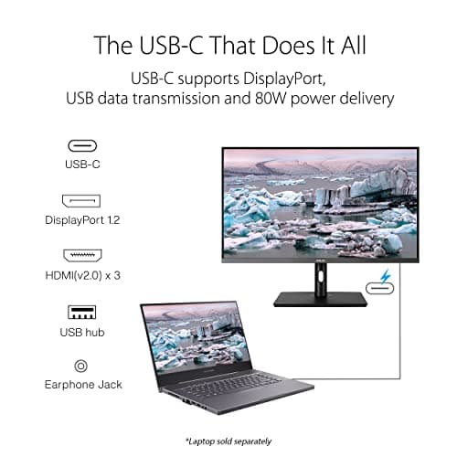 ASUS ProArt Display 32” 4K HDR Computer Monitor (PA32UCR-K) - IPS, 1000nits, ΔE < 1, 98% DCI-P3, 99.5% Adobe RGB, USB-C, HDMI, X-rite i1 Calibrator, Compatible with Laptop & Mac Monitor,BLACK
