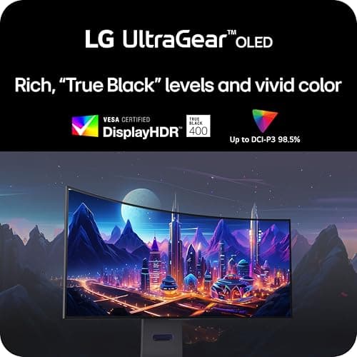 LG 34GS95QE 34-inch Ultragear OLED Curved Gaming Monitor WQHD 1440p 800R 240Hz 0.03ms AMD FreeSync Premium Pro NVIDIA G-Sync HDMI 2.1 DisplayPort Tilt/Height/Swivel Stand Black
