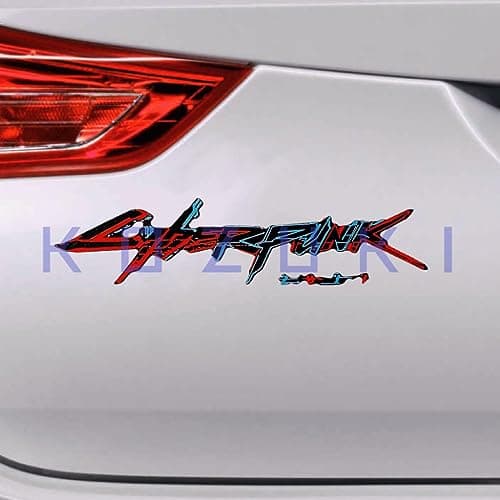 Vinyl Sticker Cyberpunk Decal Water Proof Reflective for Car, Laptop (Red+Blue)