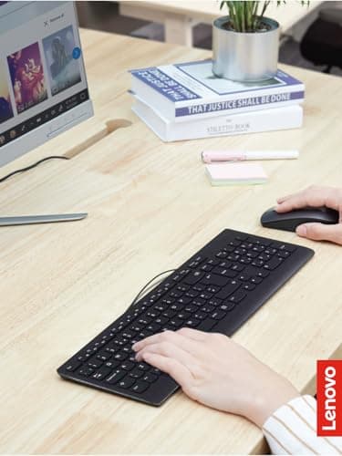 Lenovo 300 USB Keyboard, Wired, Adjustable Tilt, Ergonomic, Windows 7/8/10, GX30M39655, Black