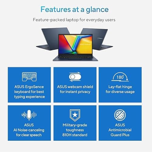 ASUS Vivobook Laptop, 14" FHD Display, i3-1215U, 24GB RAM, 1TB SSD, Wi-Fi 6, HDMI, Webcam, Touchpad, Windows 11 Home, Blue