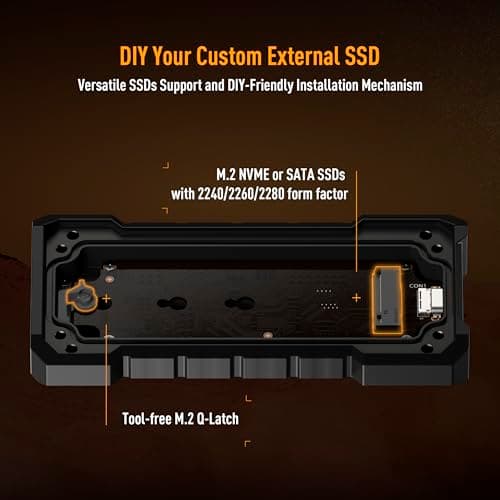 ASUS TUF Gaming A2- USB-C 3.2 Gen 2x2 Portable SSD Enclosure, Dual M.2 NVMe PCIe and SATA, MIL-STD-810H Drop Resistance, IP68 Water and dust Resistance, Aluminum Alloy Chassis and a Thermal pad