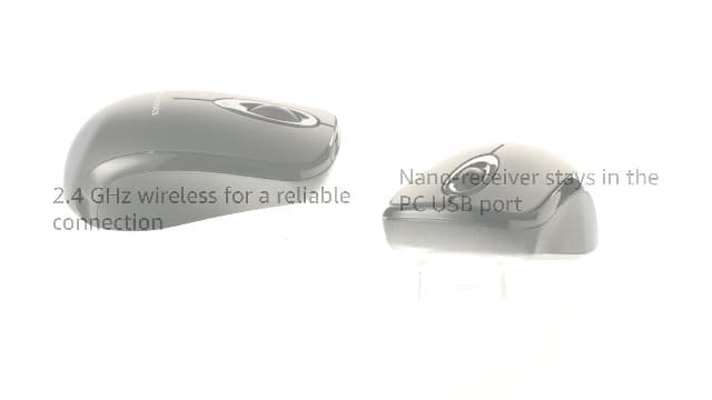 Amazon Basics 2.4 Ghz Wireless Optical Computer Mouse with USB Nano Receiver, Black