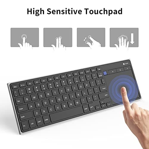CZUR Rechargeable Bluetooth Keyboard with Touchpad, Portable Computer Keyboard with Trackpad, Wireless Ultra Slim Keyboard for PC/Laptop/Tablet/Phone