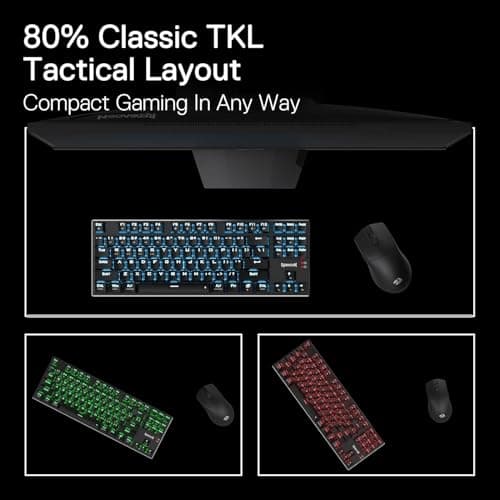 Redragon K660 (K556 TKL) RGB Wired Gaming Keyboard, 80% 87 Keys Mechanical Keyboard w/Aluminum Base, Upgraded Hot-Swap Socket and Noise Absorbing Foams, Quiet Linear Red Switch