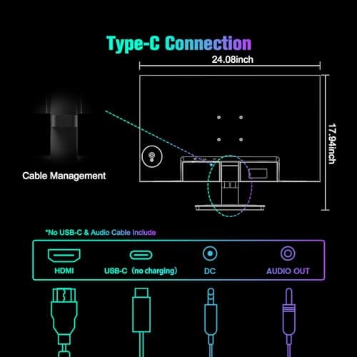 SANSUI Monitor 27 Inch 100Hz USB Type-C Computer Monitor, FHD 1920X1080P,Frameless Eye Care PC Office Monitor with HDMI, Adaptive Sync, HDR, VESA(100x100mm)（ES-27F2C HDMI Cable Included）