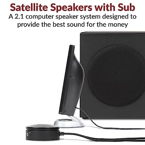 Cyber Acoustics CA-3090 2.1 Speaker System with Subwoofer with 18W of Power – Easy Setup and Convenient Controls, Great for Music, Movies, and Gaming