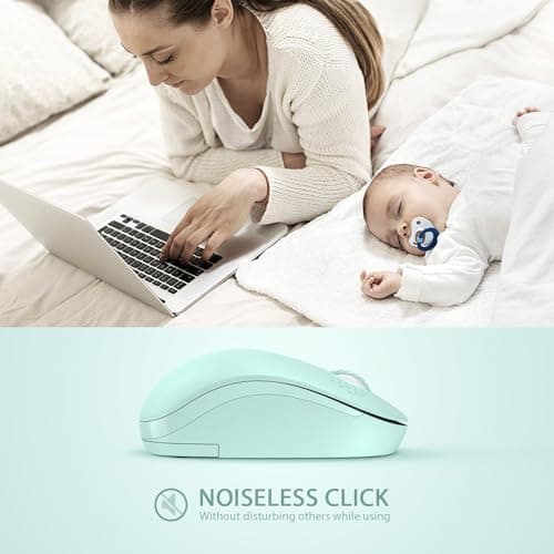 seenda Wireless Mouse, 2.4G Noiseless Mouse with USB Receiver - Portable Computer Mice for PC, Tablet, Laptop with Windows System - Mint Green