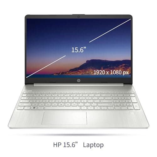 HP Essential Laptop, 15.6" FHD Display, Intel Core i3-1215U, 12GB RAM, 512GB PCIe SSD, Fingerprint Reader, Webcam, Type-C, HDMI, SD Card Reader, Wi-Fi, Windows 11 Home, Silver