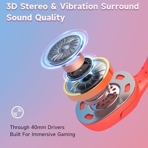 Gaming Headset for Nintendo Switch/Lite/OLED, Gaming Headphones with Mic for Nintendo Switch Fortnite/Sports (Red/Blue)