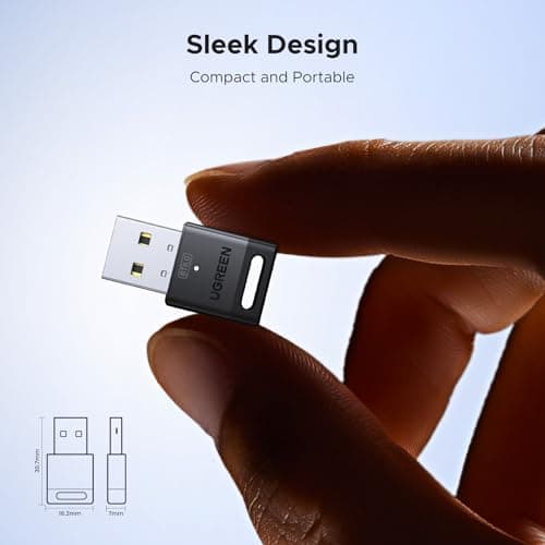 UGREEN USB Bluetooth Adapter for PC, Bluetooth 6.0 Dongle Receiver EDR & BLE, Plug & Play for Windows 11/10/8.1, for Headphone/Keyboard/Mouse/Speakers/Printer