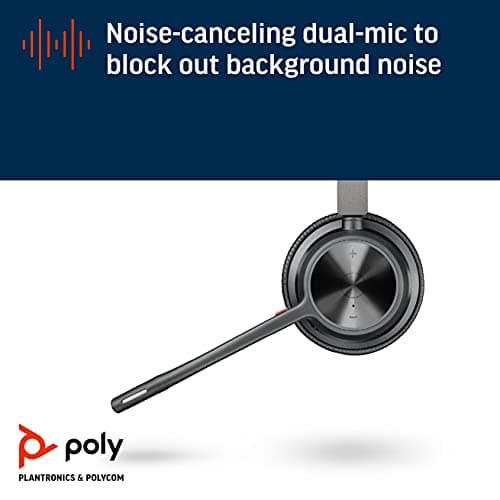 Poly - Voyager 4320 UC Wireless Headset (Plantronics) - Headphones with Boom Mic - Connect to PC/Mac via USB-A Bluetooth Adapter, Cell Phone via Bluetooth - Works with Teams, Zoom & More