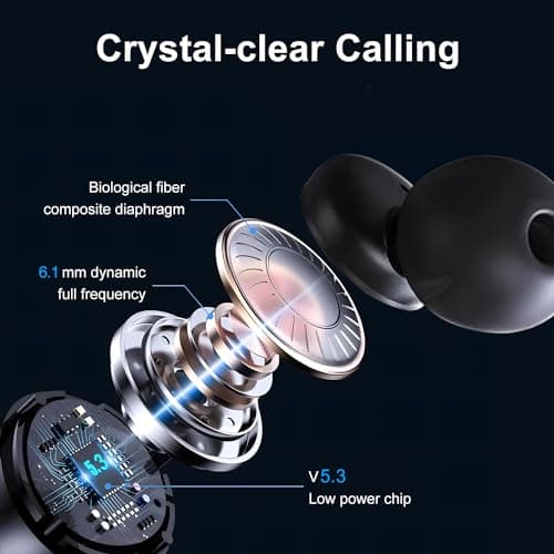 Bluetooth Headset, Wireless Bluetooth Earpiece With 400mAh Charging Case,150 Hours Talktime Hands Free Noise Canceling Headphones for iOS Android Cell Phone, Built-in Mic for Trucker, Office.