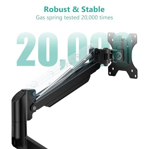 WALI Single Monitor Mount, Gas Spring Monitor Arm for 17-34 inch Screens, Adjustable Computer Monitors Stand up to 26.4lbs, with Clamp and Grommet Base, Mounting Holes 75 and 100mm (GSMP001N), Black