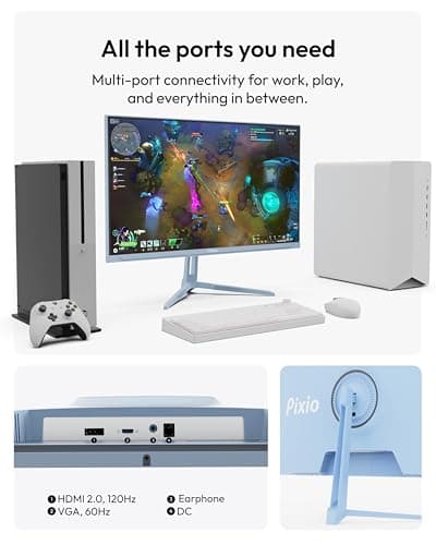 Pixio PX246 Wave Blue 24 inch 120Hz Refresh Rate FHD 1080p Resolution IPS Panel 4ms GTG Response Time Gaming Monitor with Adaptive Sync