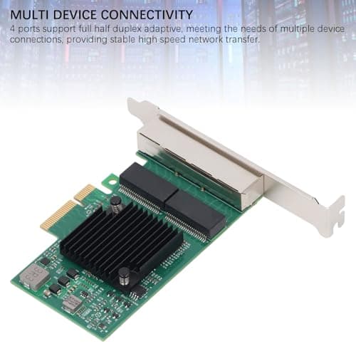 PCIe X4 Gigabit Network Card, 4 Port 1000Mbps Ethernet Adapter, for Desktop PC, Workstation, Server with 8 LED Indicators, Supports Wins Server, VMware ESX