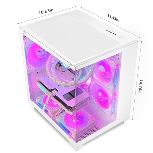 Panorama Gaming PC Desktop - AMD Ryzen 5 5600GT 3.6GHz, RTX 4060 8GB, 16GB DDR4 RAM 3200, 1TB M.2 PCIE SSD, 240mm AIO, 11AC Wi-Fi, Bluetooth, Windows 11 Pro 64-bit Desktop Computer, White