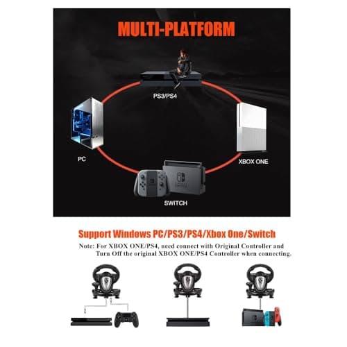 PXN PC Racing Steering Wheel, V3II USB Car Driving Simulator Race Gaming Steering Wheel with Pedals for Windows PC, PS3, PS4, Nintendo Switch, Xbox One, Xbox Series X/S