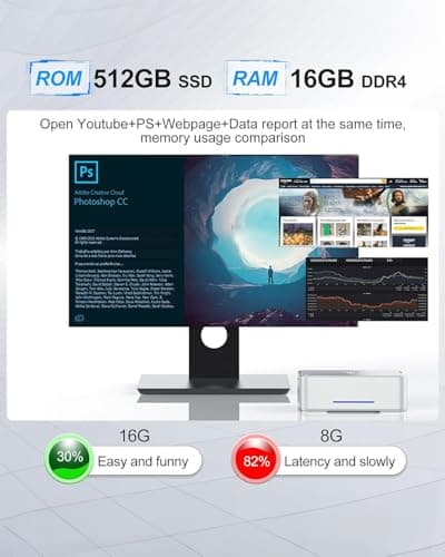 KAMRUI GK3 Plus Mini PC 16GB RAM 512GB M.2 SSD, Intel 12th Alder Lake N95 (up to 3.4GHz) Micro PC, 2.5''SSD, Gigabit Ethernet, 4K UHD, WiFi, BT, VESA/Home/Business Mini Desktop Computer
