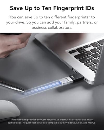 Lexar 128GB JumpDrive Fingerprint F35 PRO USB 3.2 Gen 1 Flash Drive, Up to 400/300 MB/s Read/Write, Storage Expansion and Backup, 256-bit AES & Fingerprint Encryption (LJDF35P128G-RNBNG)