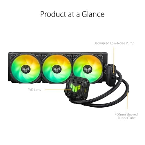 ASUS TUF Gaming LC II 360 ARGB All-in-One Liquid CPU Cooler with Aura Sync, 3X TUF Gaming 120mm ARGB Radiator Fans, Reinforced Tubing, and 6-Year Warranty;Widely Compatible with Latest Intel&AMD CPUs