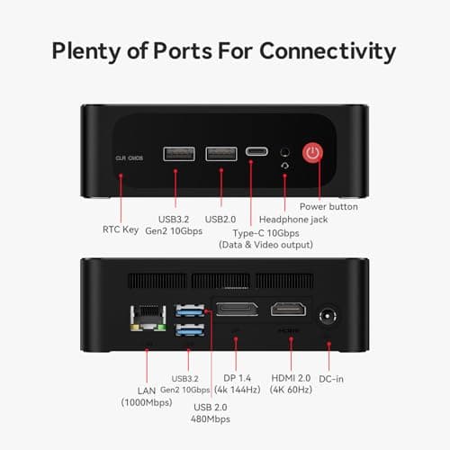 Beelink SER5 MAX Mini PC,AMD Ryzen 7 6800U(8C/16T,up to 4.7 GHz),Mini Computer 32GB LPDDR5 RAM 500GB PCle4.0 SSD Graphics 12 core 2200 MHz,Support 4K Triple Display/Wifi6/BT5.2/USB3.2/HDMI+DP+Type-C