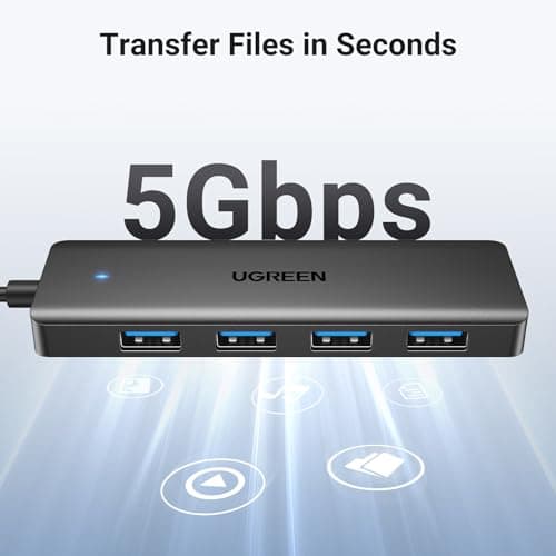 UGREEN USB 3.0 Hub, 4 Ports USB A Splitter Ultra-Slim USB Expander for Mouse, Keyboard, Flash Drive, U Disk, Printer Compatible with Laptop, Desktop PC, Xbox, PS5, and More