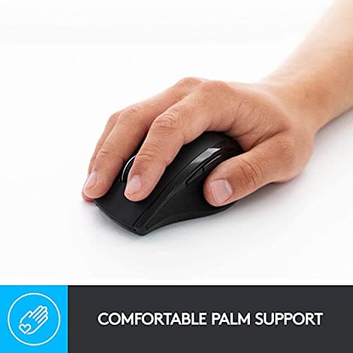 Logitech M705 Wireless Marathon Mouse for PC - Long 3 Year Battery Life, Ergonomic Shape with Hyper-Fast Scrolling and USB Unifying Receiver for Computer and Laptop - Black (Renewed)