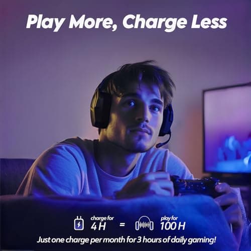 NUBWO G06 Dual Wireless Gaming Headset with Microphone for PS5, PS4, PC - 23ms Low Latency Audio - 100-Hour of Playtime - 50mm Drivers (Black-Orange)