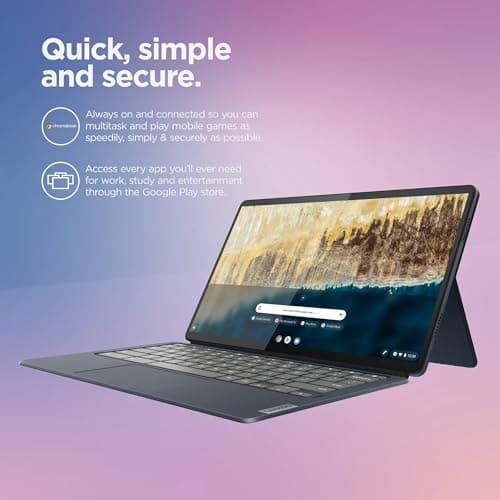 Lenovo Chromebook Duet 5 2-in-1 Tablet Laptop w/Detachable Keyboard (13.3" FHD OLED Touchscreen, 8-Core Qualcomm CPU, 8GB RAM, 256GB Storage), IST HUB, Wi-Fi, 8MP Webcam, Chrome OS, Abyss Blue