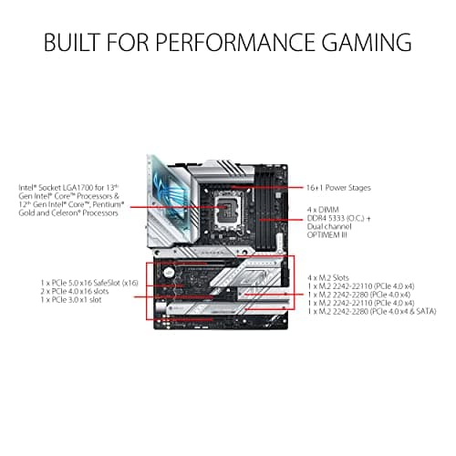 ASUS ROG Strix Z790-A Gaming WiFi D4 LGA1700(Intel 14th& 13th & 12th Gen) ATX gaming motherboard(16+1 power stages,DDR4,4xM.2 slots, PCIe 5.0,WiFi 6E,USB 3.2 Gen 2x2 Type-C with PD 3.0 up to 30W)