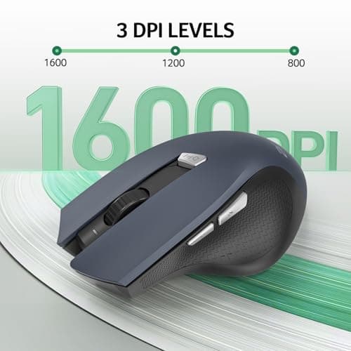 acer Wireless Mouse for Laptop, 2.4GHz Computer Mouse 3 Adjustable DPI Office Cordless USB Mice with USBA Receiver, 6 Buttons, 1600 DPI, Medium to Large Sized Hands Compatible with PC, Laptop, Desktop