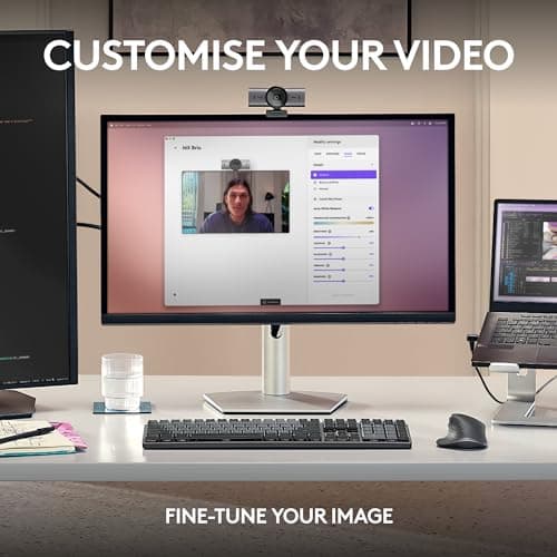 Logitech MX Brio Ultra HD 4K Collaboration and Streaming Webcam, 1080p at 60 FPS, Dual Noise Reducing Mics, Show Mode, USB-C, Webcam Cover, Works with Microsoft Teams, Zoom, Google Meet - Graphite