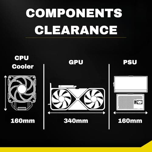 GAMDIAS White ATX Mid Tower Gaming Computer PC Case with Side Tempered Glass, Preinstalled 4X 120mm ARGB Fans, Support Up to 6X 120mm Fans, 360mm AIO/Radiator, 340mm GPU/VGA, 160mm CPU Air Cooler