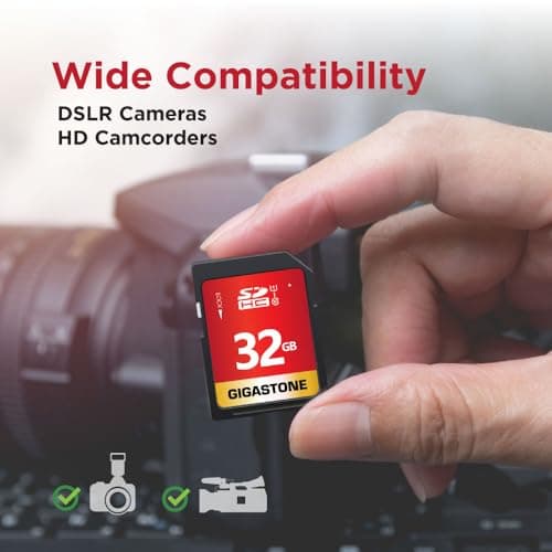 GIGASTONE 32GB 5-Pack SD Card UHS-I U1 Class 10 SDHC Memory Card High-Speed Full HD Video Compatible with Canon Nikon Sony Digital Camera, SPYPOINT TACTACAM WOSPORTS Trail Camera, with 5 Mini Cases
