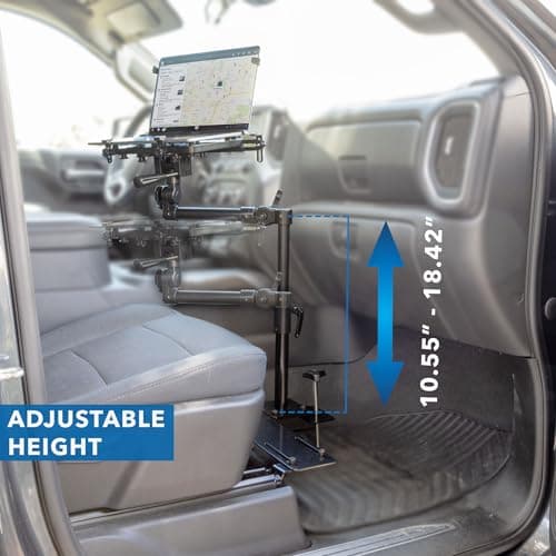 Mount-It! Universal Vehicle Laptop Mount for Cars, Trucks & Vans – No-Drill Installation, Adjustable Height, Full Motion Swivel, and Cooling Tray for Laptops Up to 17"