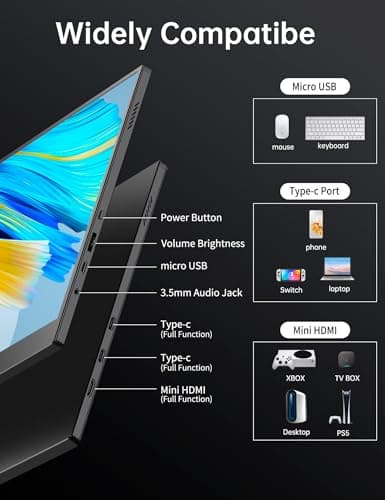Small Portable Monitor 10.5" 400 Nits 15:10 FHD 1280P IPS Screen, Ultra-Slim Mini Monitor w/Smart Cover & Speaker, USB C HDMI HDR Portable Gaming Monitor, Travel Monitor for Laptop Xbox Switch