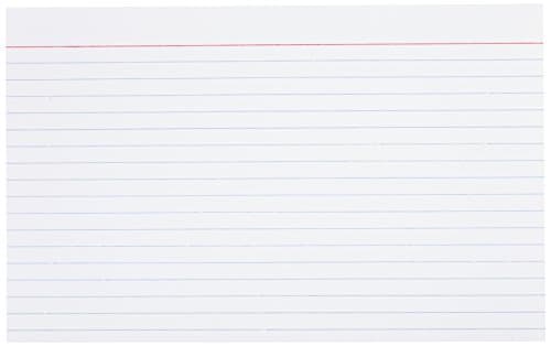 Amazon Basics Ruled Lined Index Note Cards, 500 Count, 5 Pack of 100, White, 5 in x 8 in