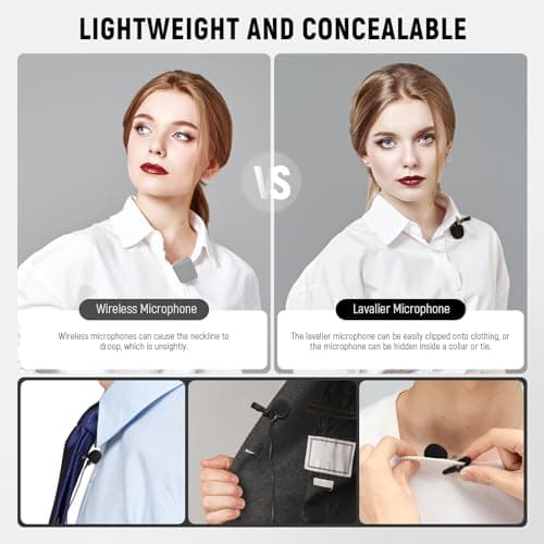 NEEWER 2 Pack Lavalier Lapel Microphone Compatible with DJI Wireless Mic Transmitters Rode Wireless GO II 2, Omnidirectional Condenser Wired Clip On Lav Mics for Stage YouTube Live Streaming, CM5
