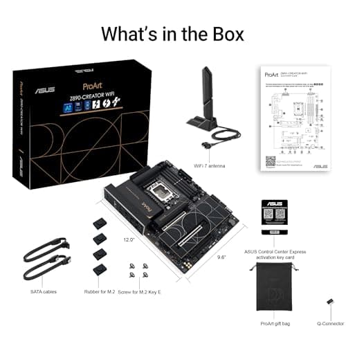 ASUS ProArt Z890-CREATOR WIFI Z890 LGA 1851 ATX Motherboard, Intel® Core™ Ultra Processor Series 2 Ready, 16+2+1+2 stages, PCIe® 5.0, DDR5, Thunderbolt™ 5 Type-C®, 10+2.5 Gb LAN, WiFi 7, 5x M.2, AI OC