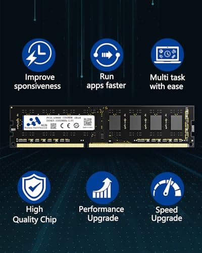 Ram DDR3 1333MHZ,8GB Desktop Memory CL9 1.5V Non-ECC Unbuffered DIMM PC3-10600,240PIN Intel AMD Compatible Computer PC Memory-Black(Only Support Desktop)