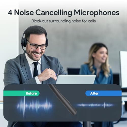 Yealink UH48 ANC Wired Headset with Microphone, Active Noise Cancelling USB Headphones for PC, MS Teams Certified Works with All Other Call Platforms, USB-A or USB-C Connectivity, Mute Button