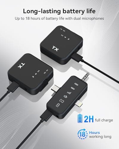 PQRQP 3 in 1 Microphone for iPhone/Android/Camera, Wireless Lavalier Microphone, 328ft Transmission, 18H Battery Life, Mini Microphone for Record Interview, Vlogs, YouTube, Tiktok