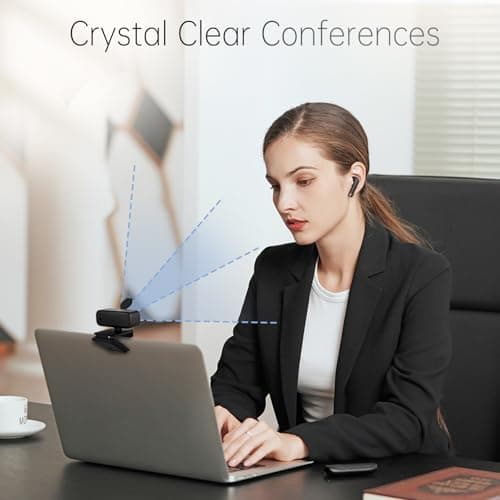 Full HD Webcam with Built-in Microphone and Rotatable Tripod, 1080P Video and Wide Angle Camera, Privacy Cover, for Desktop PC Laptop Computer Black