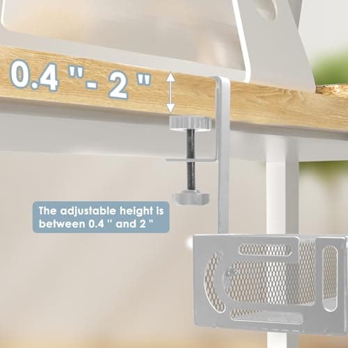 Cable Management, 25'' Cable Management Under Desk No Drill, Metal Cord Organizer with Clamp for Standing Desk, Cable Organizer for Home Office, White