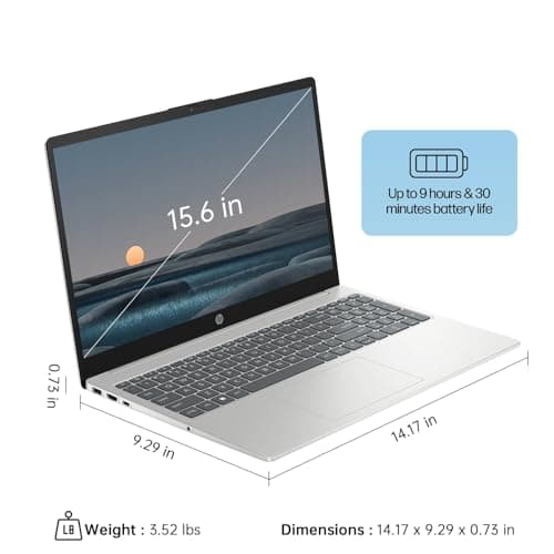 HP 15.6" FHD Linux Laptop, Anti-Glare Display, 10-Core Intel i5-1235U, 32GB RAM, 2TB SSD + 256GB Portable SSD, KeyPad, WiFi 6, Webcam, USB-C, Linux Ubuntu OS