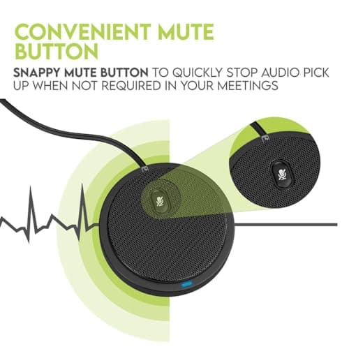 Conference USB Microphone, Computer Desk Mic with Mute Button and LED Indicator, Plug & Play Omnidirectional PC Laptop Mics for Online Meeting,Class,Skype,Recording,Zoom(No Speakers Included)