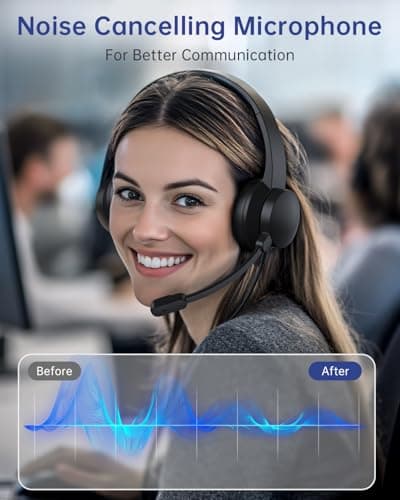 USB Headset with Microphone for PC, Wired Headphones with Mic USB Headset with Noise Cancelling Microphone, Computer Headset with Microphone for Home Office Online Class Teams Skype（Black）