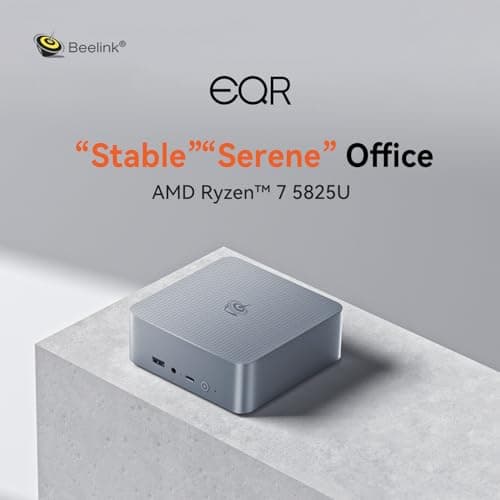 Beelink EQR5 Mini Pc,AMD Ryzen 7 5825U(8C/16T,up to 4.5GHz),Mini Computer with 32GB DDR4 RAM/500GB M.2 PCle3.0 SSD,Micro Pc Support 4K FPS,WiFi6/BT5.2/USB3.0/Home/Office/Game
